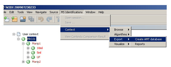 Export a context to a new AMT database