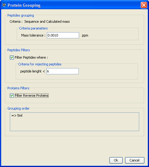 Parameters for protein grouping