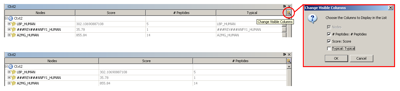 How to change visible columns in a tree view