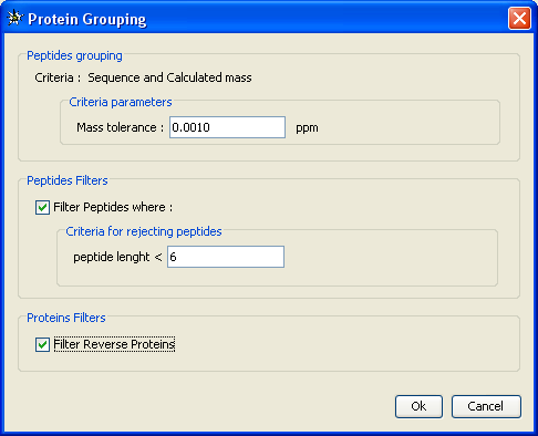 Parameters for protein grouping
